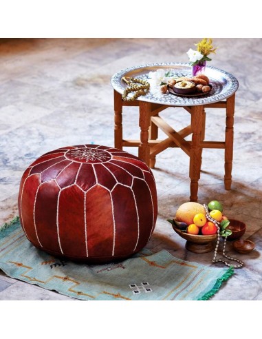 Pouf Marocain en Cuir Authentique Fait Main Livraison rapide