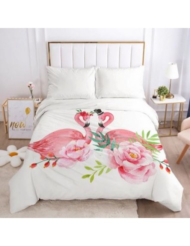 Housse de Couette Flamant Rose Couple de pas cher