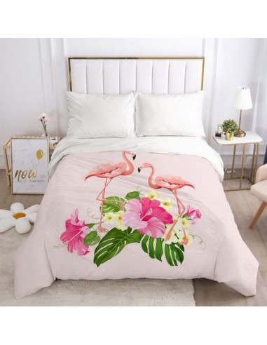 Housse de Couette Flamant Rose Fleurs pas cheres