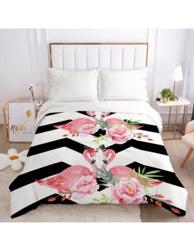 Housse de Couette Flamant Rose Zigzag rembourrage situé sous