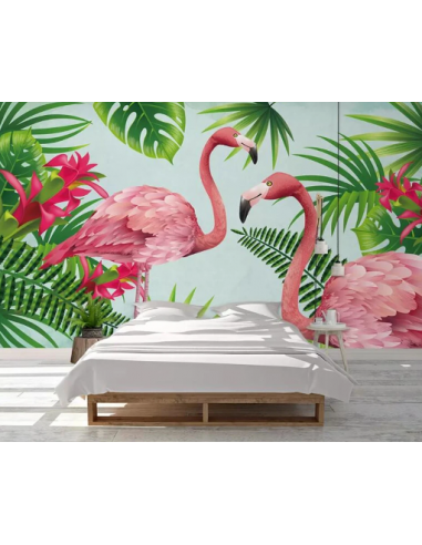 Papier Peint Motif Flamant Rose commande en ligne