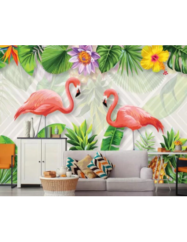 Papier Peint Tropical Flamant Rose la livraison gratuite