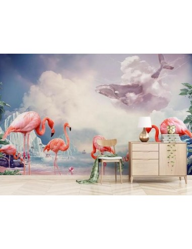 Papier Peint Flamant Rose 4 Murs Nuage Economisez 