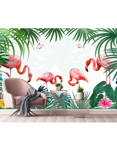 Papier Peint Flamant Rose 4 Murs Papillon Voir les baskets