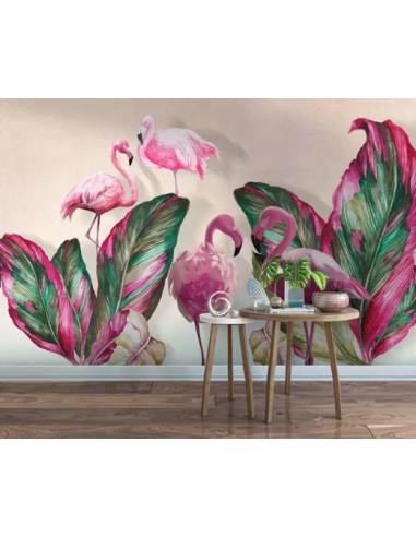 Papier Peint Flamant Rose 4 Murs Plumes s'inspire de l'anatomie humaine