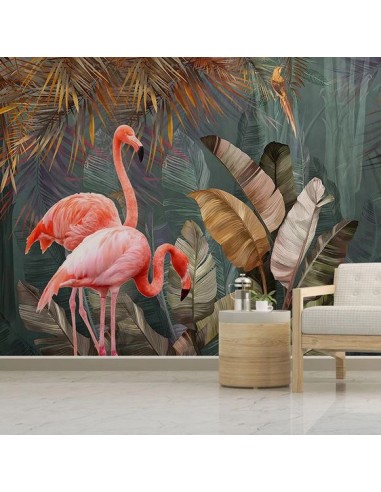 Papier Peint Jungle Flamant Rose En savoir plus