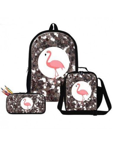 Lot de Sacs Flamant Rose Paillettes Gris Voir les baskets