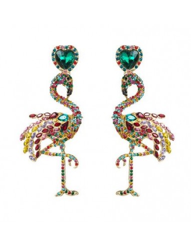 Boucles d'Oreilles Cristaux Flamant Rose Femme Faites des économies