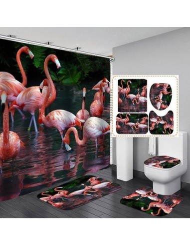 Accessoires Assortis pour Salle de Bain Flamant Rose Véritable concentré