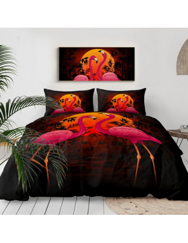 Housse de Couette Flamant Rose Romantique Paris Déstockage Promo