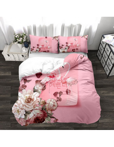 Housse de Couette Flamant Rose Florale Pour