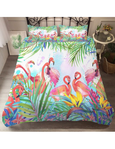 Housse de Couette Flamant Rose Famille soldes