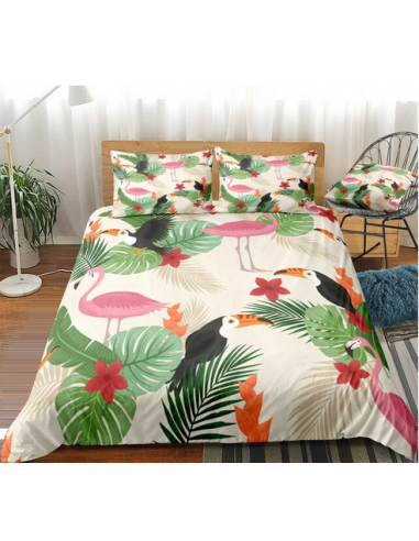 Housse de Couette Flamant Rose Jungle les ctes