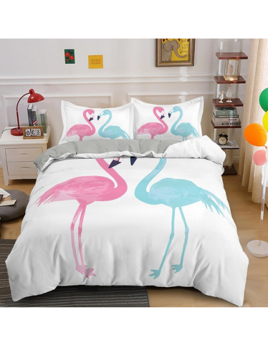 Housse de Couette Flamant Rose et Bleu Economisez 