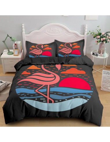 Housse de Couette Flamant Rose Microfibre Jusqu'à 80% De Réduction