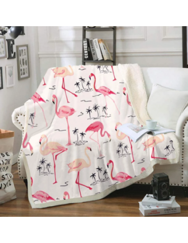 Plaid avec Flamant Rose le des métaux précieux