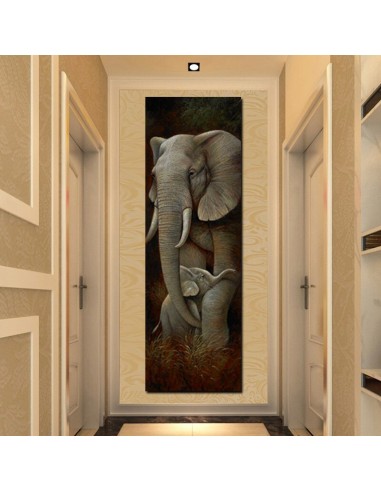 Peinture éléphant, mère et son petit, style peinture à l'huile acheter en ligne