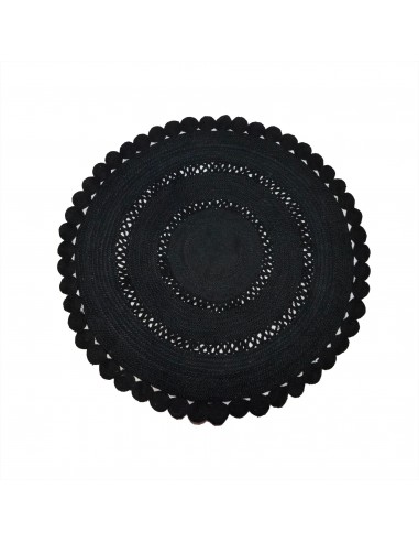 Tapis JUTE ROND Flower Noir Ajouré D250cm de technologie