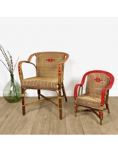 Duo d'anciens fauteuils en osier adulte et enfant sélection de produits