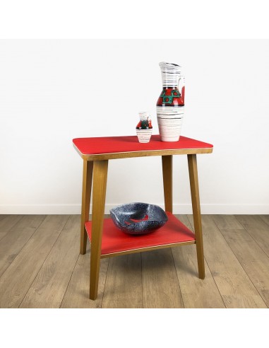 Desserte bois et vinyle rouge scandinave de France