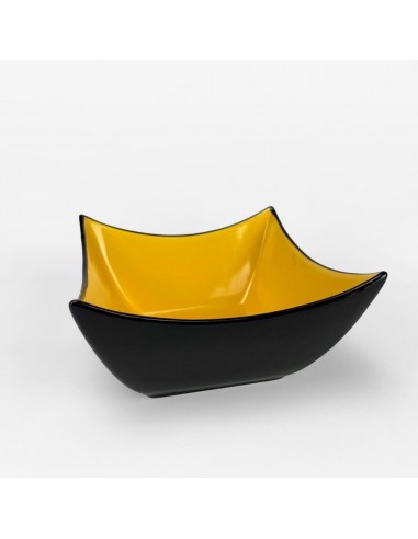 Coupe céramique émaillée noire et jaune Mid-century sur le site 